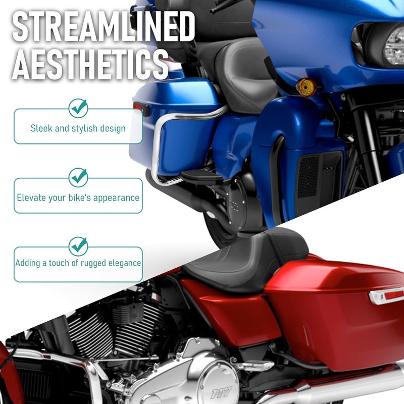 MoKitDora Touring Rear Saddlebag Bracket Guard Bars Compatible with 2014-up Harley Street Road Glide Electra Glide Road King, Chrome - Image 5